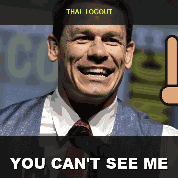 Animated John Cena hand-wave logout graphic